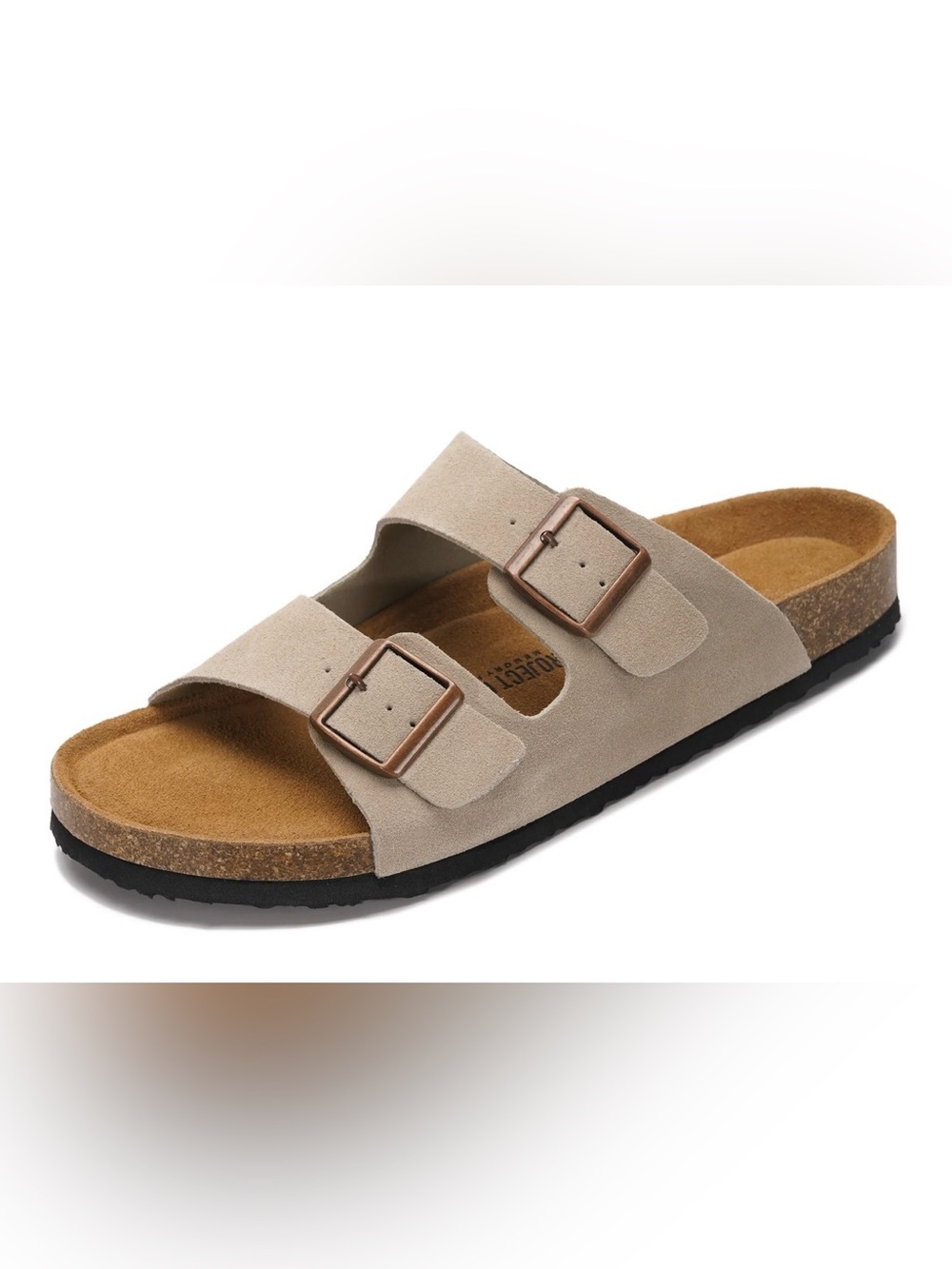 Project cloud drift suede Men's Two-Buckle Slide Sandal in Light Taupe